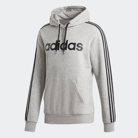 adidas essentials heather grey pullover hoodie